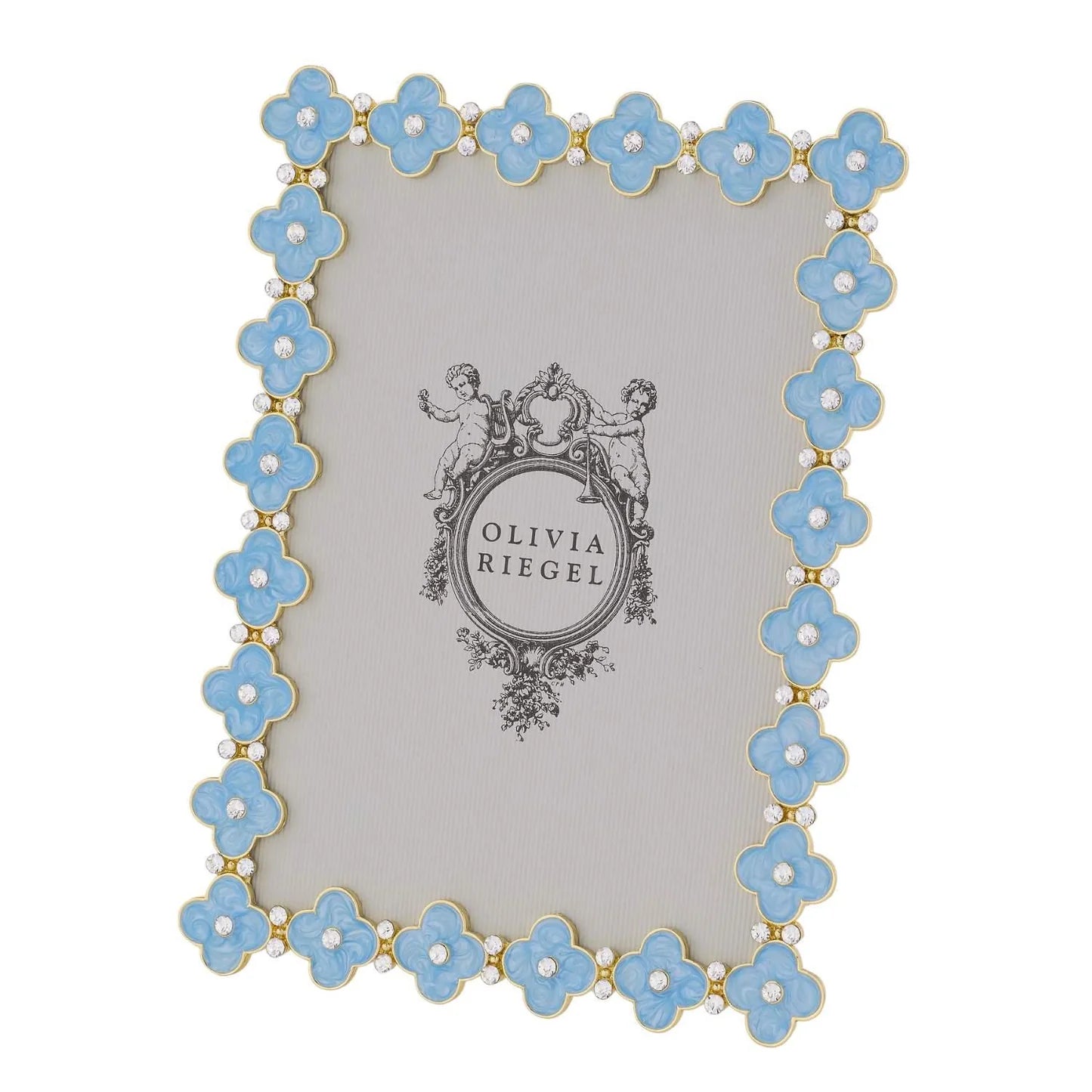 Light Blue Enamel Clover 5" x 7" Picture Frame, Gold