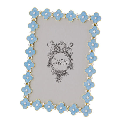 Light Blue Enamel Clover 5" x 7" Picture Frame, Gold