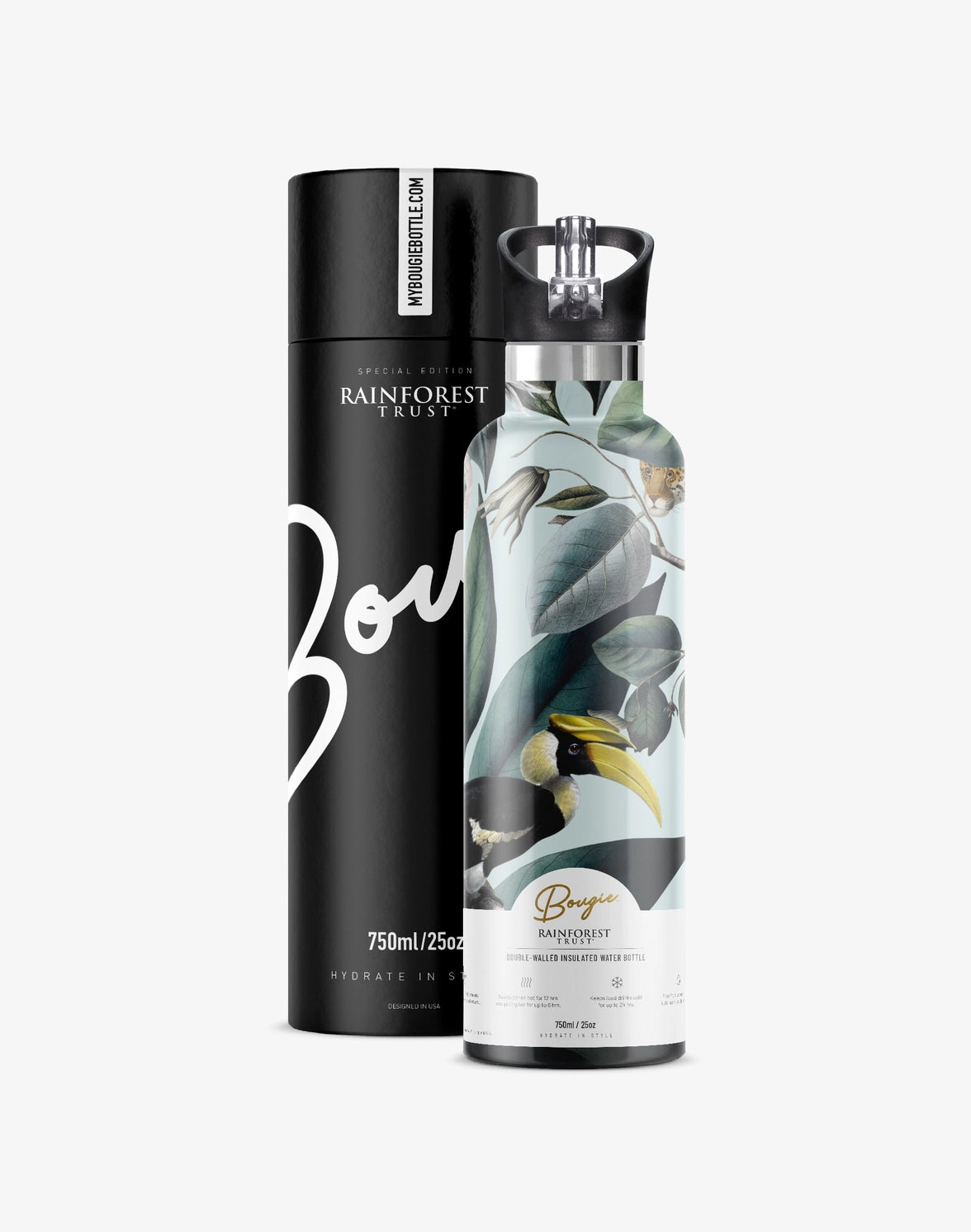 Rainforest Trust | Animal Jungle 25oz Insulated Water Bottle