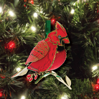 Red Cardinal Brass Ornament