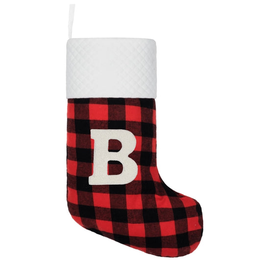 Red Plaid Monogram Christmas Stocking