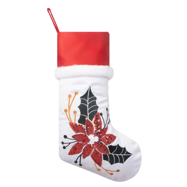 Red Sequin Blossom Christmas Stocking