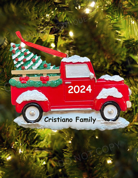 Red Truck Personalized Ornament