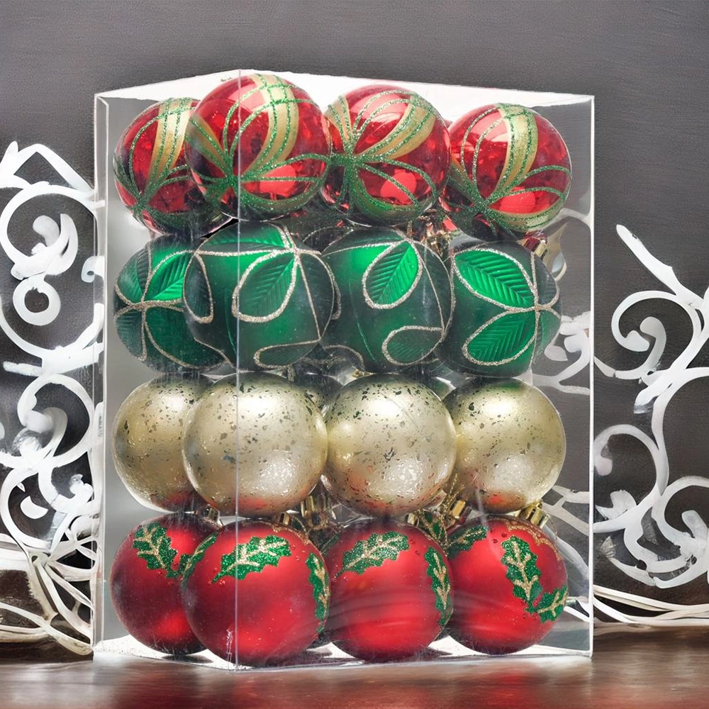 Bauble Ornaments in Red Gold and Green