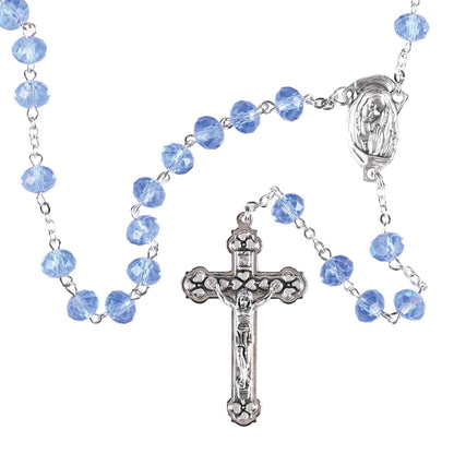 Rosary Blue Glass Aurora Borealis 20"L - NY Gift Boutique