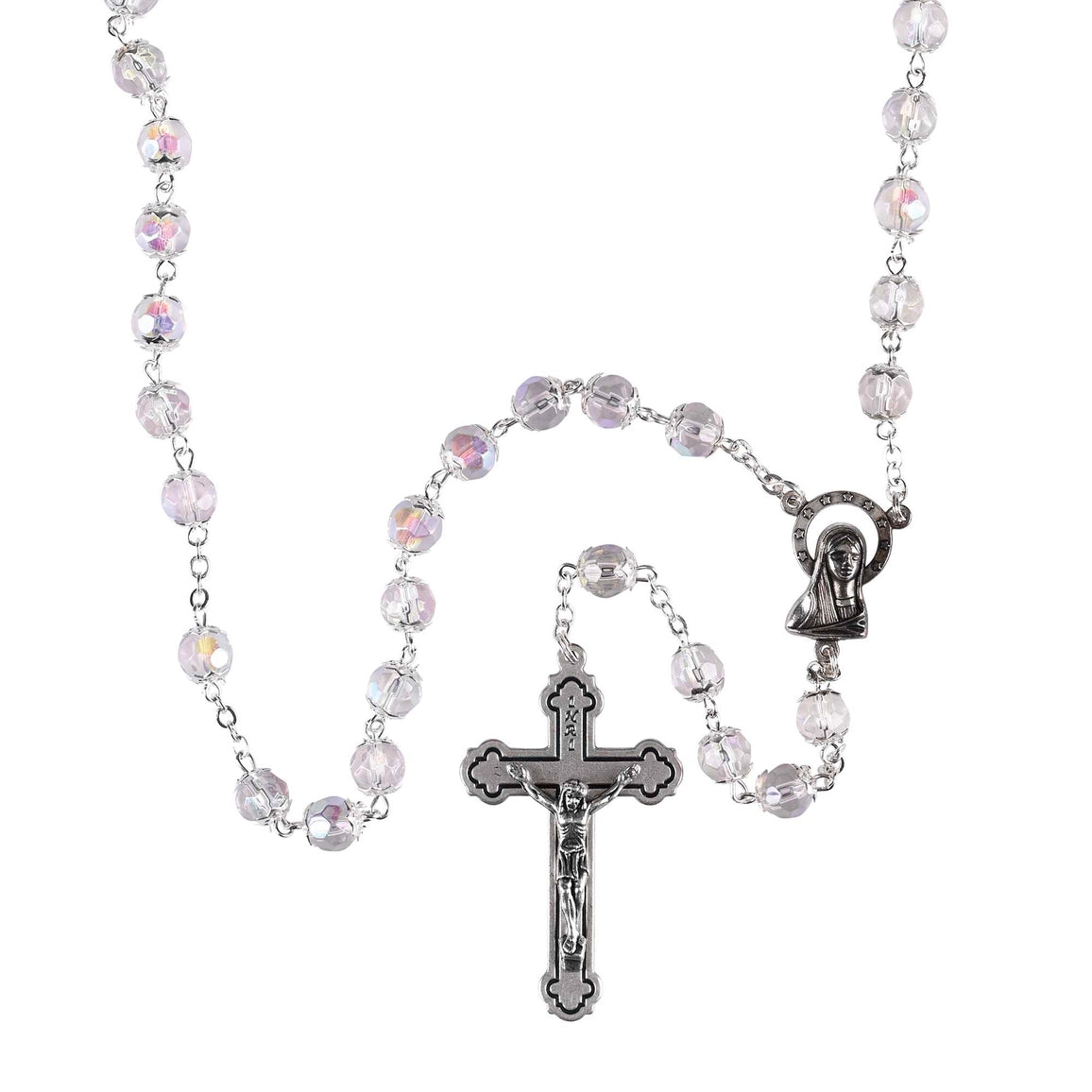 Rosary Crystal Aurora Borealis Glass 21"L - NY Gift Boutique