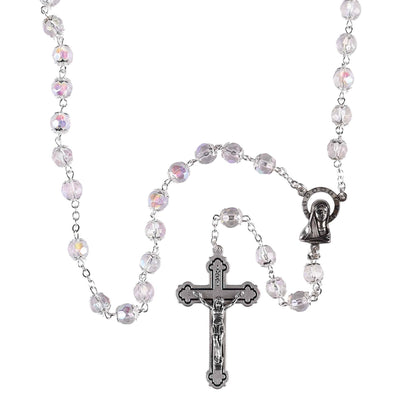 Rosary Crystal Aurora Borealis Glass 21"L - NY Gift Boutique