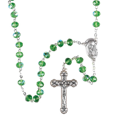 Rosary Green Aurora Borealis Glass 20"L - NY Gift Boutique