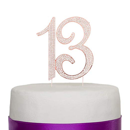 Rose Gold 13 Crystal Cake Topper