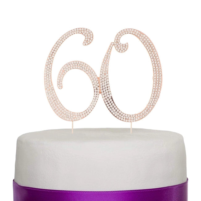 Rose Gold 60 Crystal Cake Topper