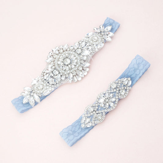 Rue Crystal and Lace Garter Set