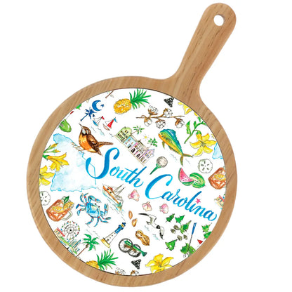 Location Themed Bamboo Cheese Board - Boot Scootin Bamboo & Ceramic Cheese Board Preorder ships March 3