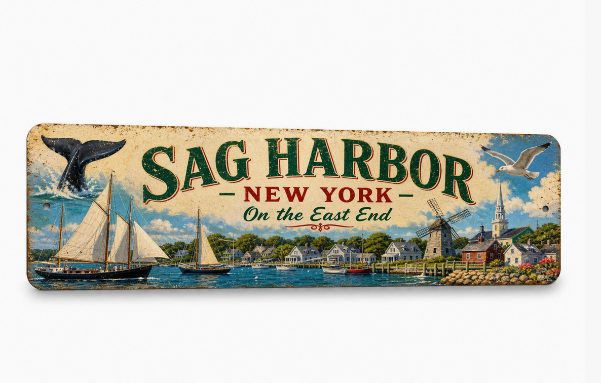 Sag Harbor NY Metal Sign – Coastal Wall Decor