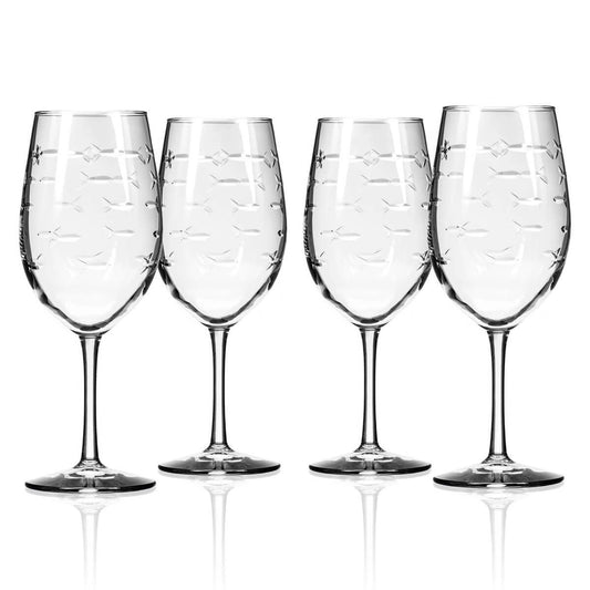 School of Fish White Wine Glass 18oz Set of 4