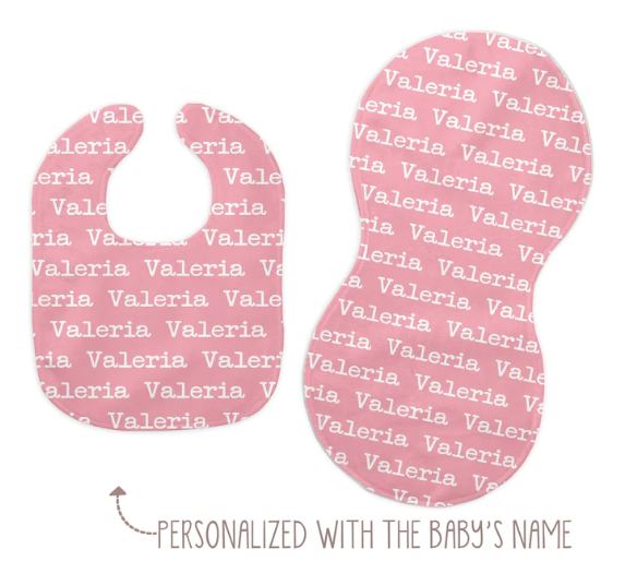 Personalized Baby Bib and Burp Cloth | 51 color choices