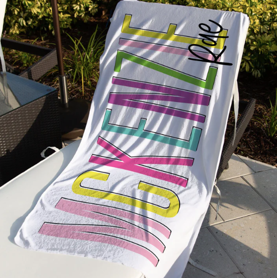 Personalized Beach Towel | 10 Color Choices