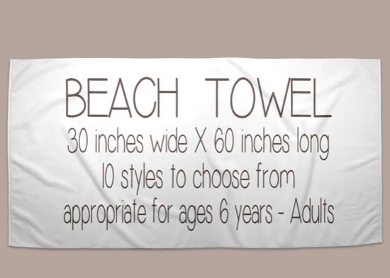 Personalized Beach Towel | 10 Color Choices