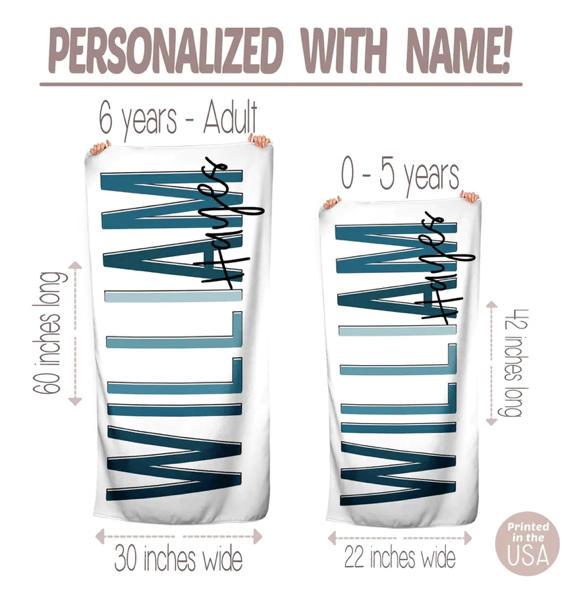 Personalized Beach Towel | 10 Color Choices