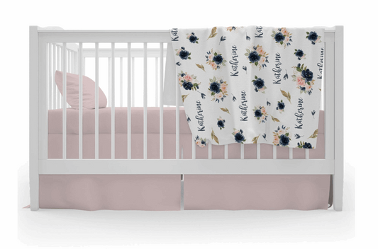 Navy & Blush Pattern Custom Baby Blanket