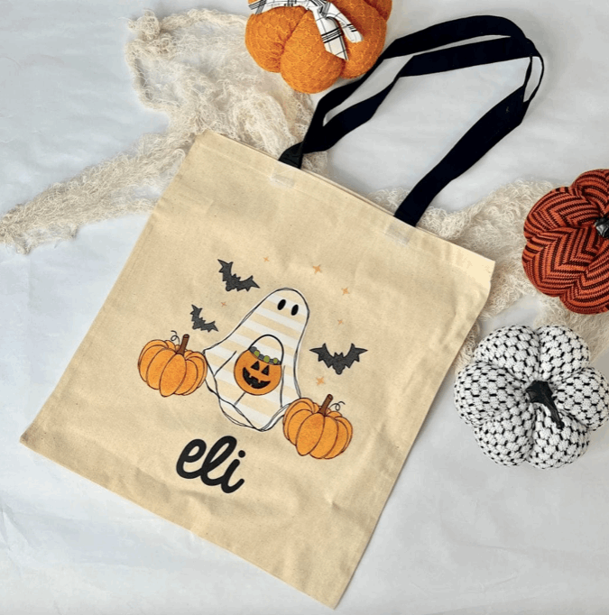 Custom Ghost Halloween Trick or Treat Bag