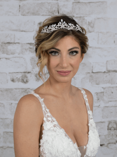 Opal and Crystal Silver Wavy Motif Tiara