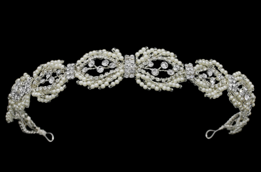 Ivory Freshwater Pearl and Crystal Link Headband