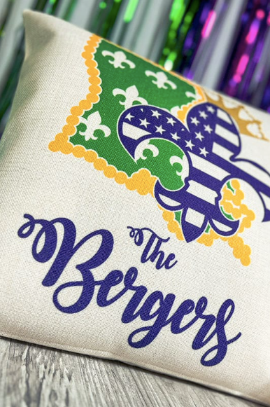 Mardi Gras Personalized Linen Pillow