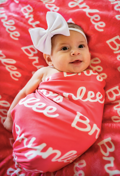 Personalized Name Swaddle Blanket 30" x 40"