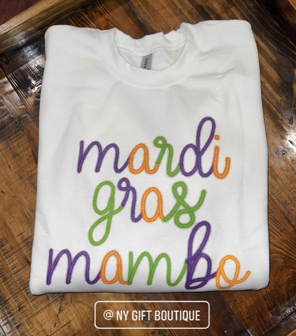 Mardi Gras Mambo Faux Embroidered Sweatshirt