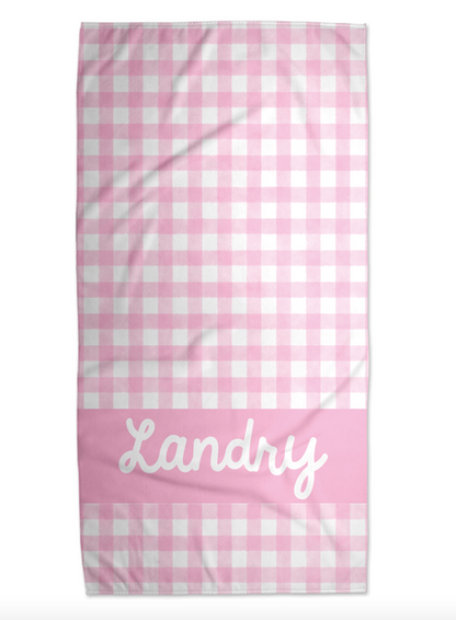 Personalized Kids Pool Towel Gingham