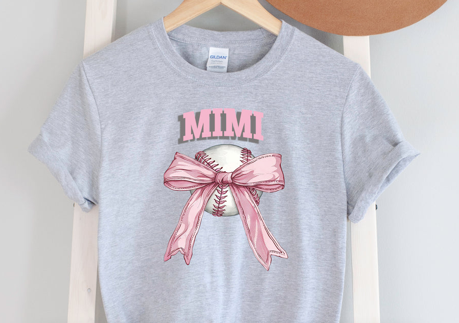 Personalized Pink Baseball Bow- Tee or Sweatshirt