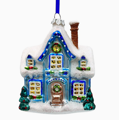 A Marvelous Blue Christmas Set of 4 Glass Ornaments