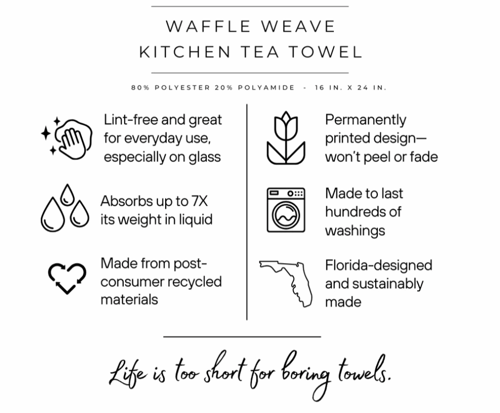 Boho Floral Autumn Leaves Kitchen Waffle Weave Towel