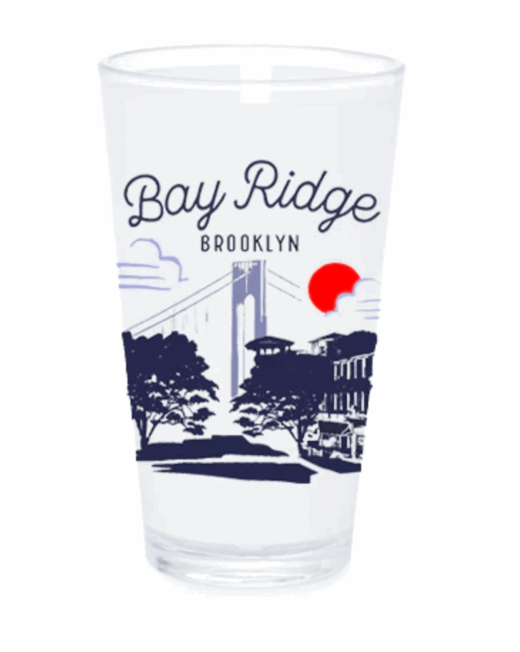 Bay Ridge Brooklyn Sketch Pint Glass