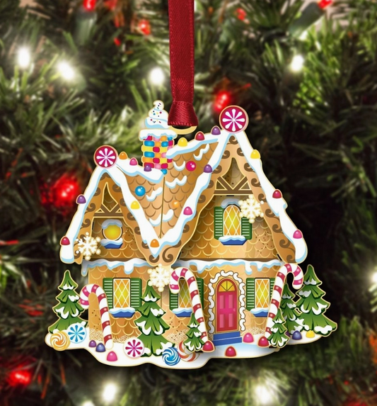 Gingerbread House Brass Ornament