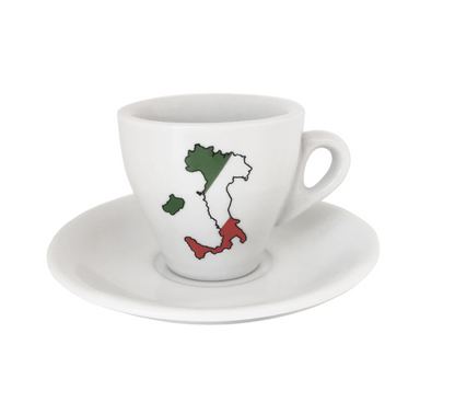Italian Boot 3oz. Porcelain Espresso Set of 6 Cup & Saucers