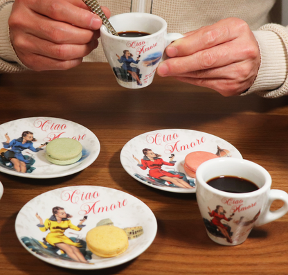 Vespa Scene Espresso Cup & Saucer Set of 6