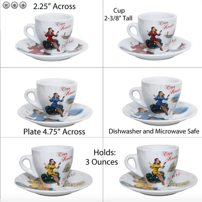 Vespa Scene Espresso Cup & Saucer Set of 6