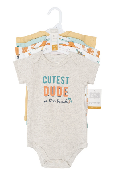 Hudson Baby Cotton Bodysuits 5-Pack, Cutest Beach Dude - NY Gift Boutique