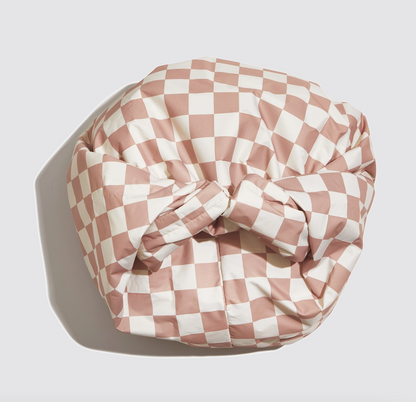 Satin Lined Flexi Shower Cap - Terracotta Checker - NY Gift Boutique