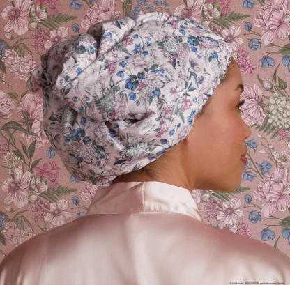 Bridgerton X Kitsch Satin-Lined Flexi Shower Cap in Wisteria - NY Gift Boutique