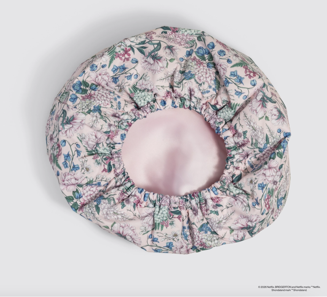 Bridgerton X Kitsch Satin-Lined Flexi Shower Cap in Wisteria - NY Gift Boutique