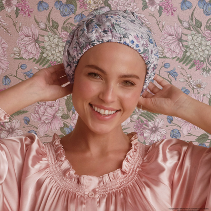 Bridgerton X Kitsch Satin-Lined Flexi Shower Cap in Wisteria - NY Gift Boutique