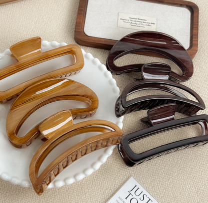 Woodgrain Jumbo Hair Clip - Foria Bundle of 6