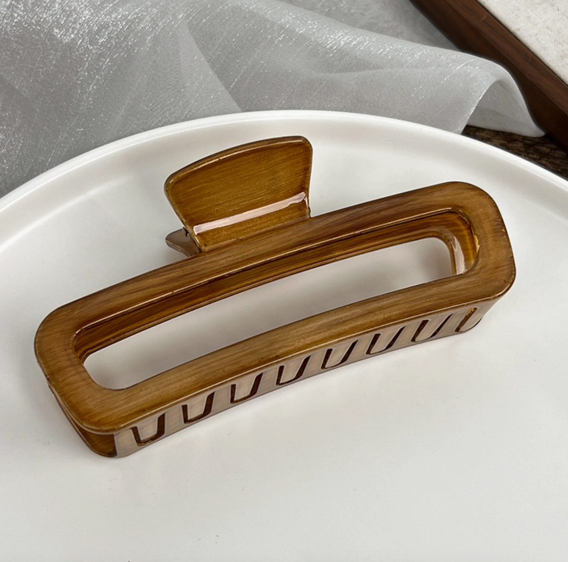 Woodgrain Jumbo Hair Clip - Foria Bundle of 6