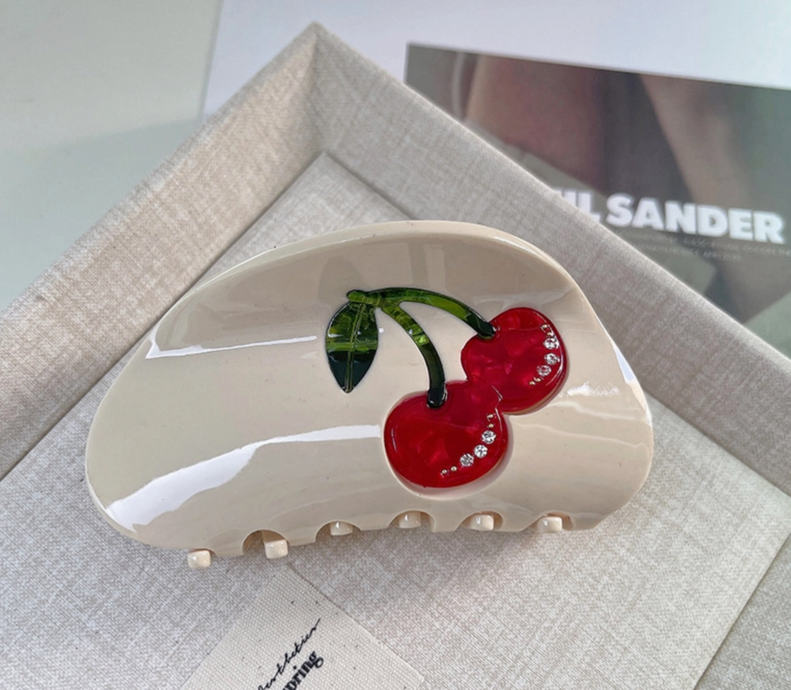 Glossy Cherry Hair Claw Clip