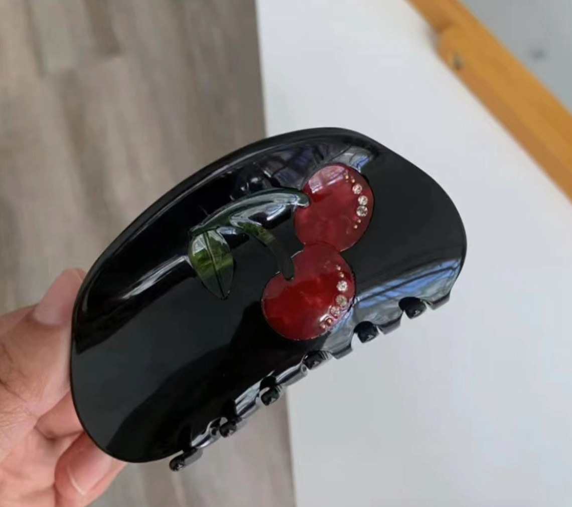 Glossy Cherry Hair Claw Clip