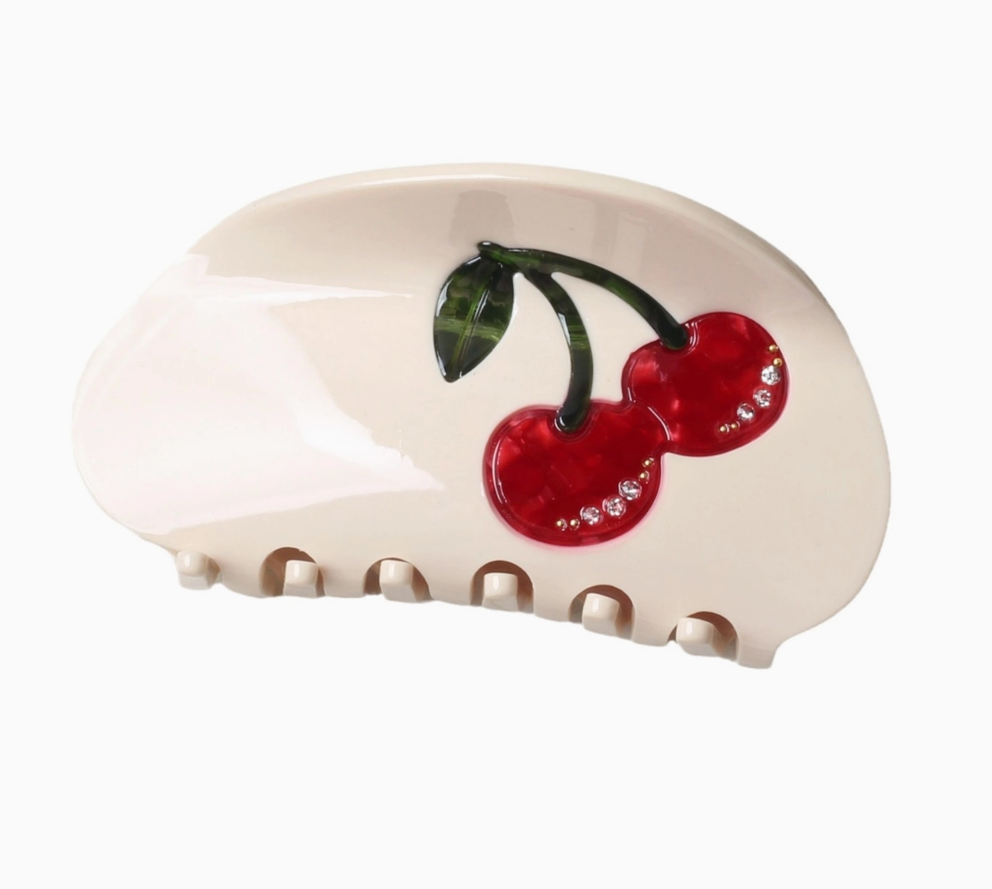 Glossy Cherry Hair Claw Clip