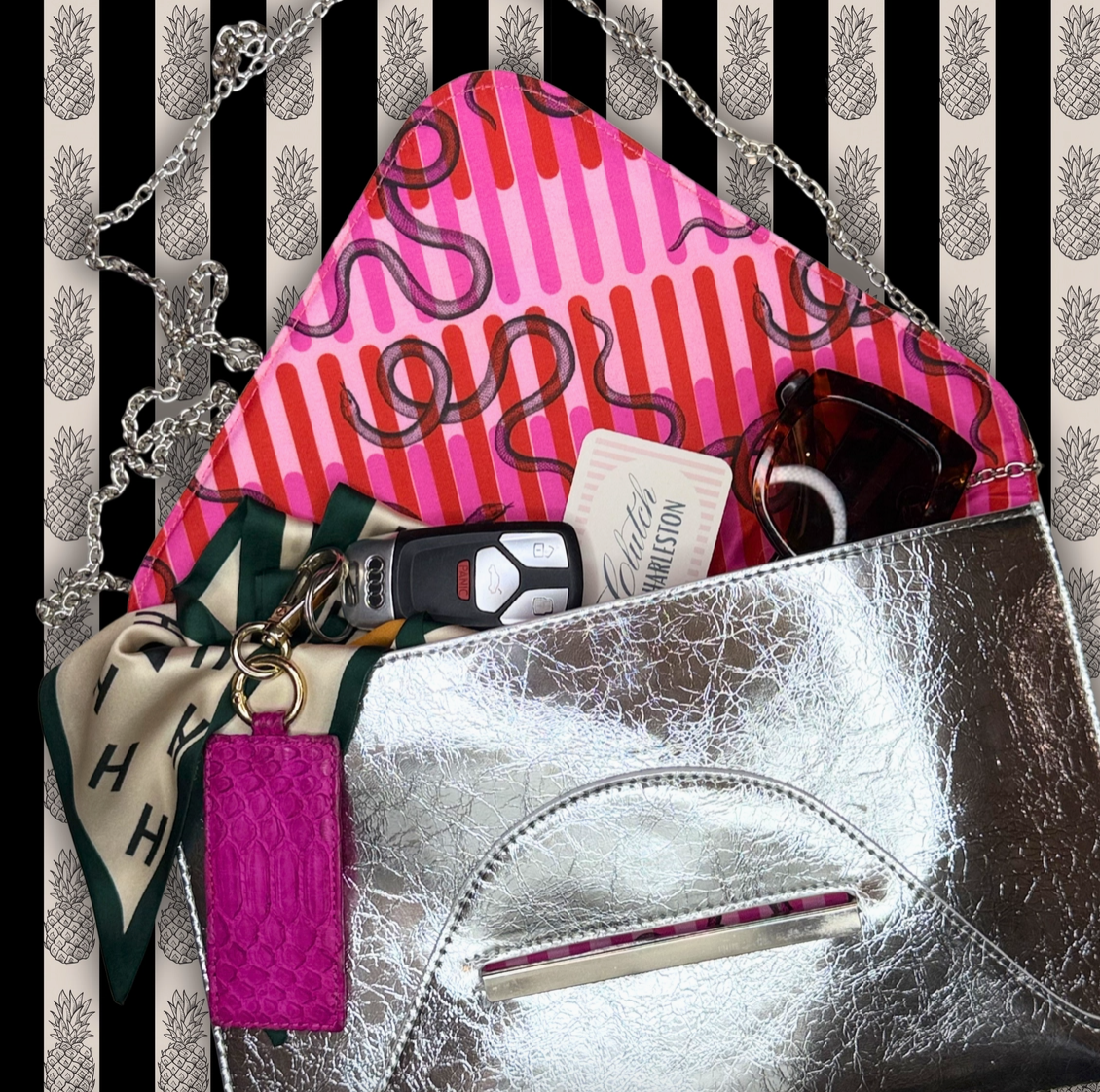 Society Clutch- Textured Silver - NY Gift Boutique