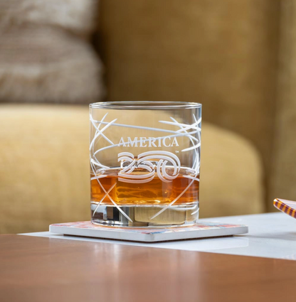 America250™ Longitude 10oz On the Rocks Whiskey Glass | Set of 12 - NY Gift Boutique